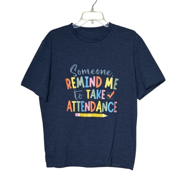 Tops - Navy Graphic Classroom T-Shirt with Colorful Text